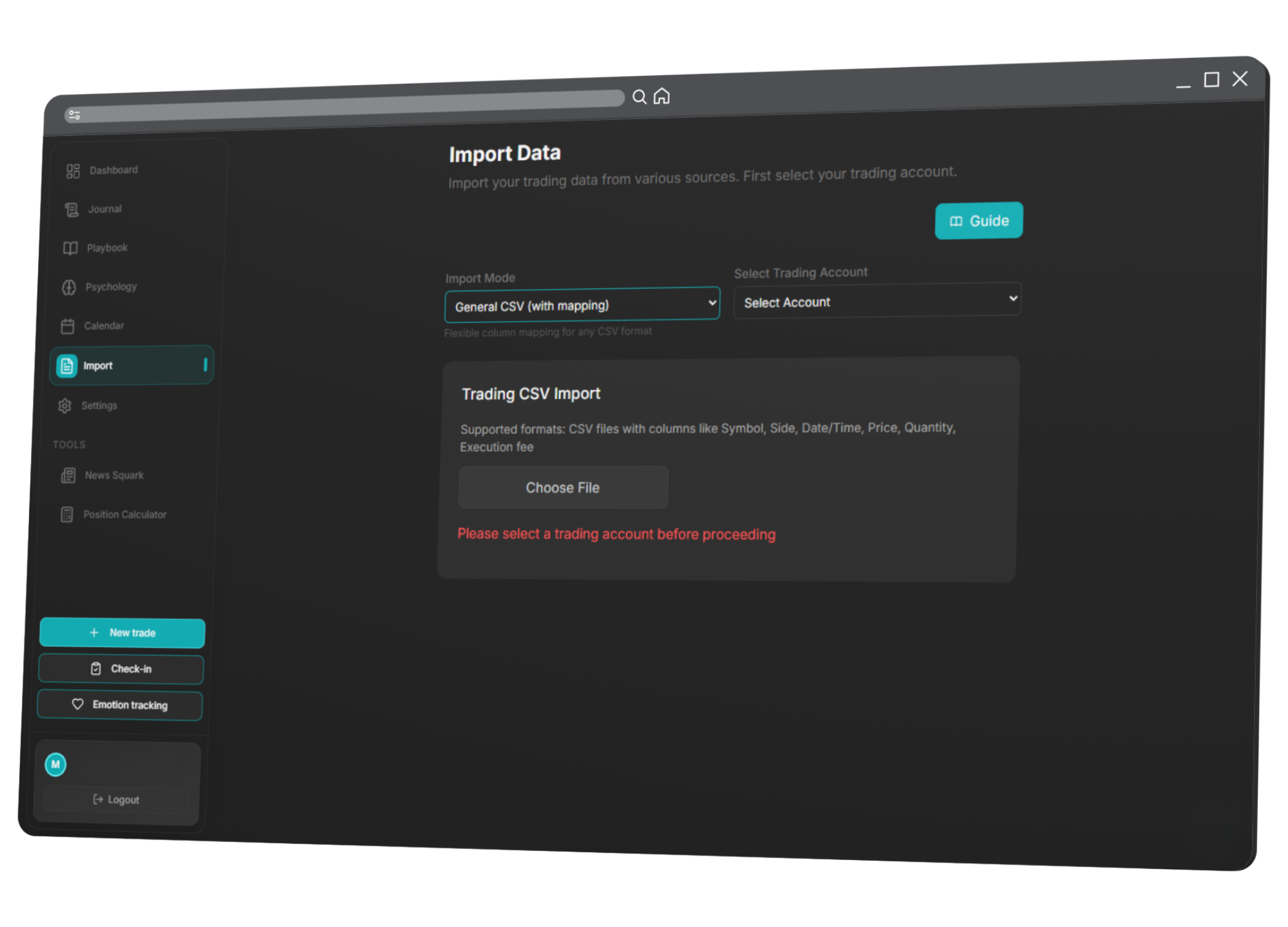 Import Features Screenshot
